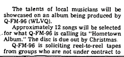 First part of a September 12, 1979 Columbus Dispatch article about the Q-FM-96 Hometown Album Project 