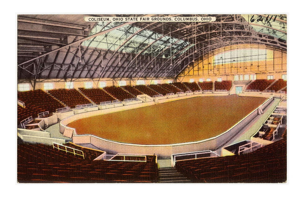 ca. 1930-1945 postcard of Ohio Fairgrounds Coliseum