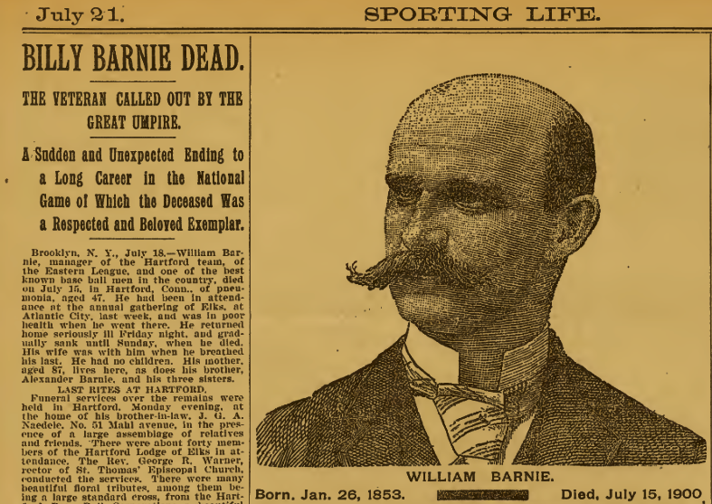 Billy Barnie Sporting Life obituary-1900