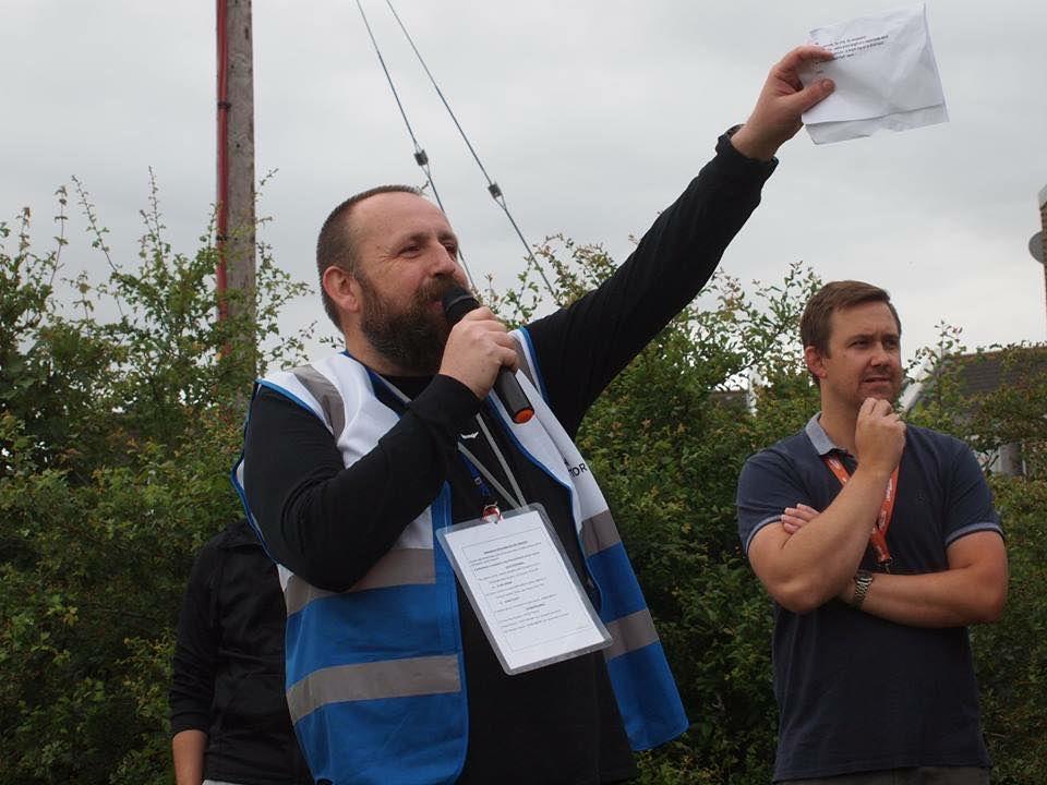Stephen giving the briefing at the first ever Pocket Parkrun, which he describes as "the proudest moment of my life"