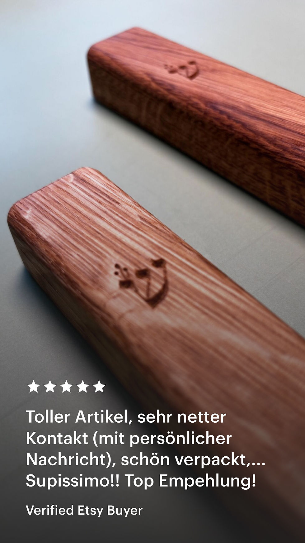 Thumbnail: Handmade wooden mezuzah on a light green background, with a pink flower accent, combining Jewish heritage with refined design