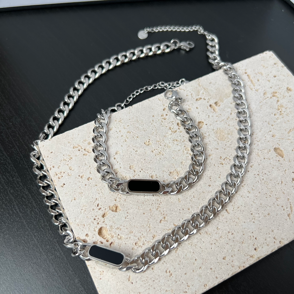 الصورة المصغرة: Onyxian Chunk – Edelstahlkette Gold- Silber 