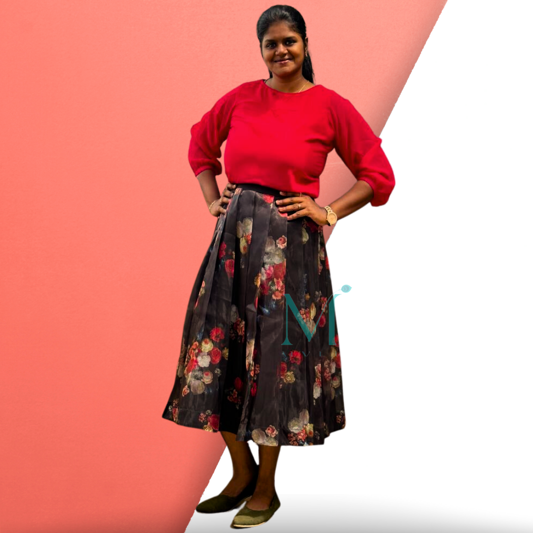 Black Floral Organza skirt