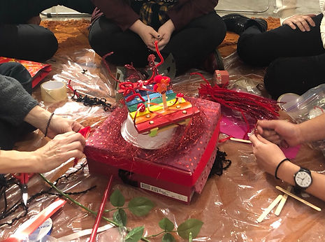 Group of people creating art