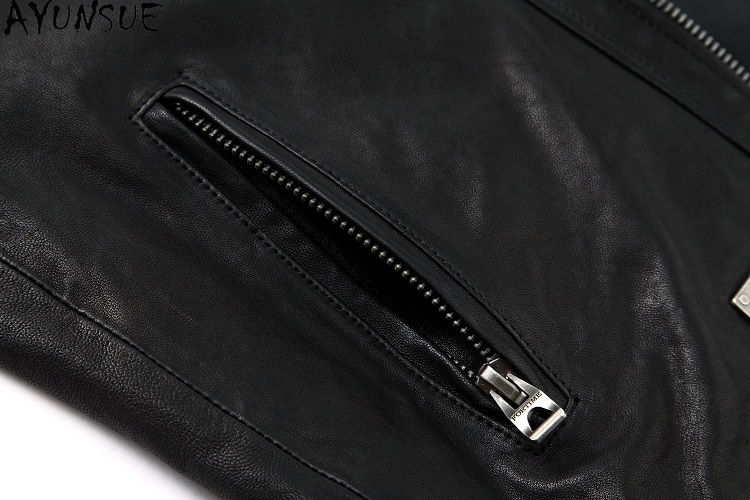 Thumbnail: AYUNSUE Sheepskin Genuine Leather Jacket Mens Clothing Autumn Coats Short Motorc