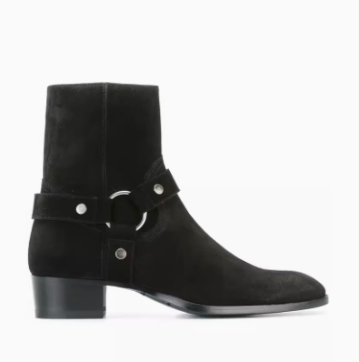 Thumbnail: Black Chains Men Chelsea Boots Genuine Leather Black Rome Style Man Ankle Boots 