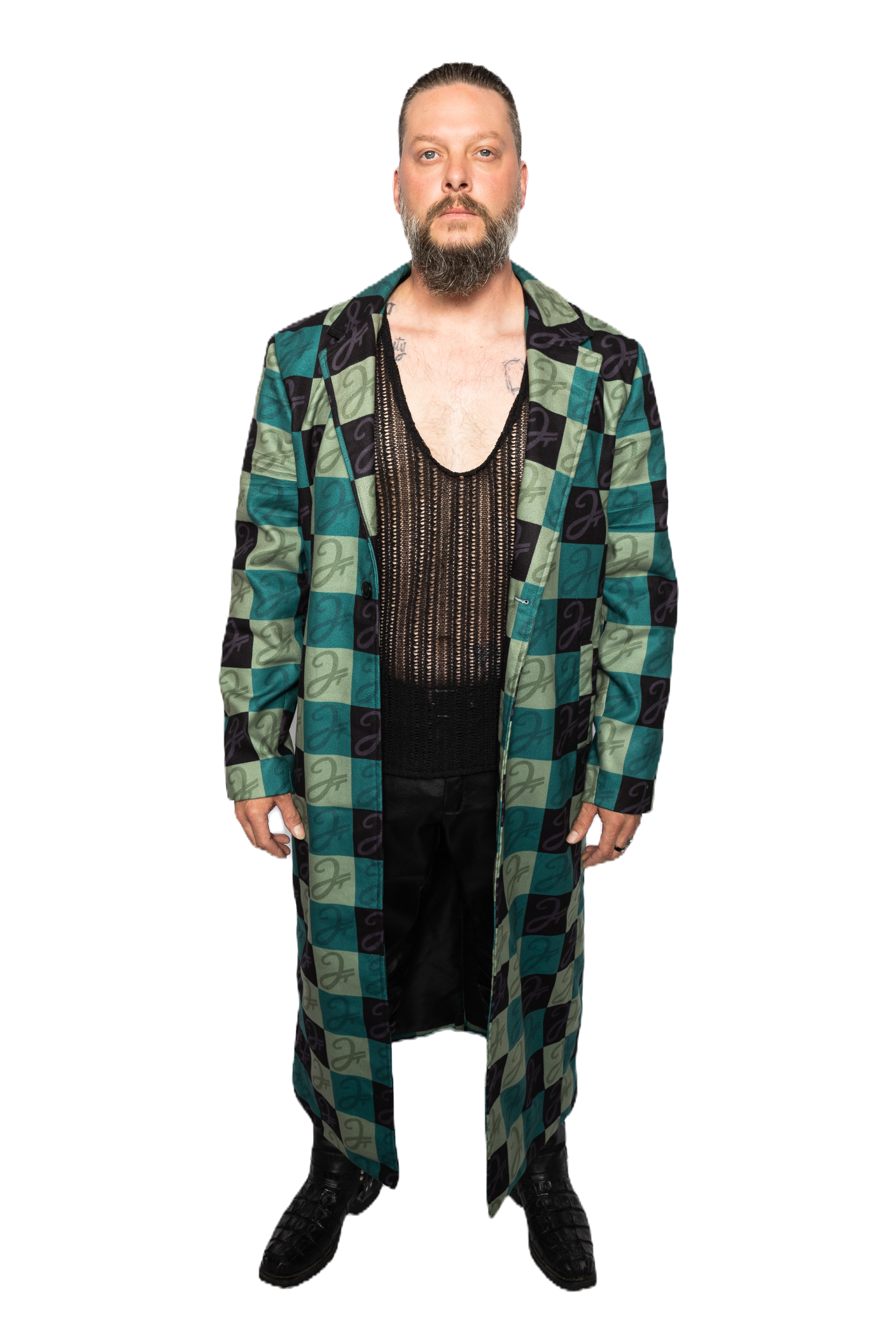 CHECKERED SMOOTH WOOL COAT