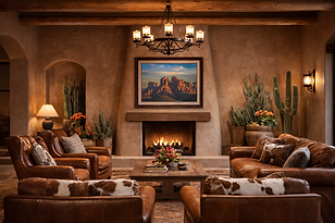 Western-inspired adobe living room ambiance.png