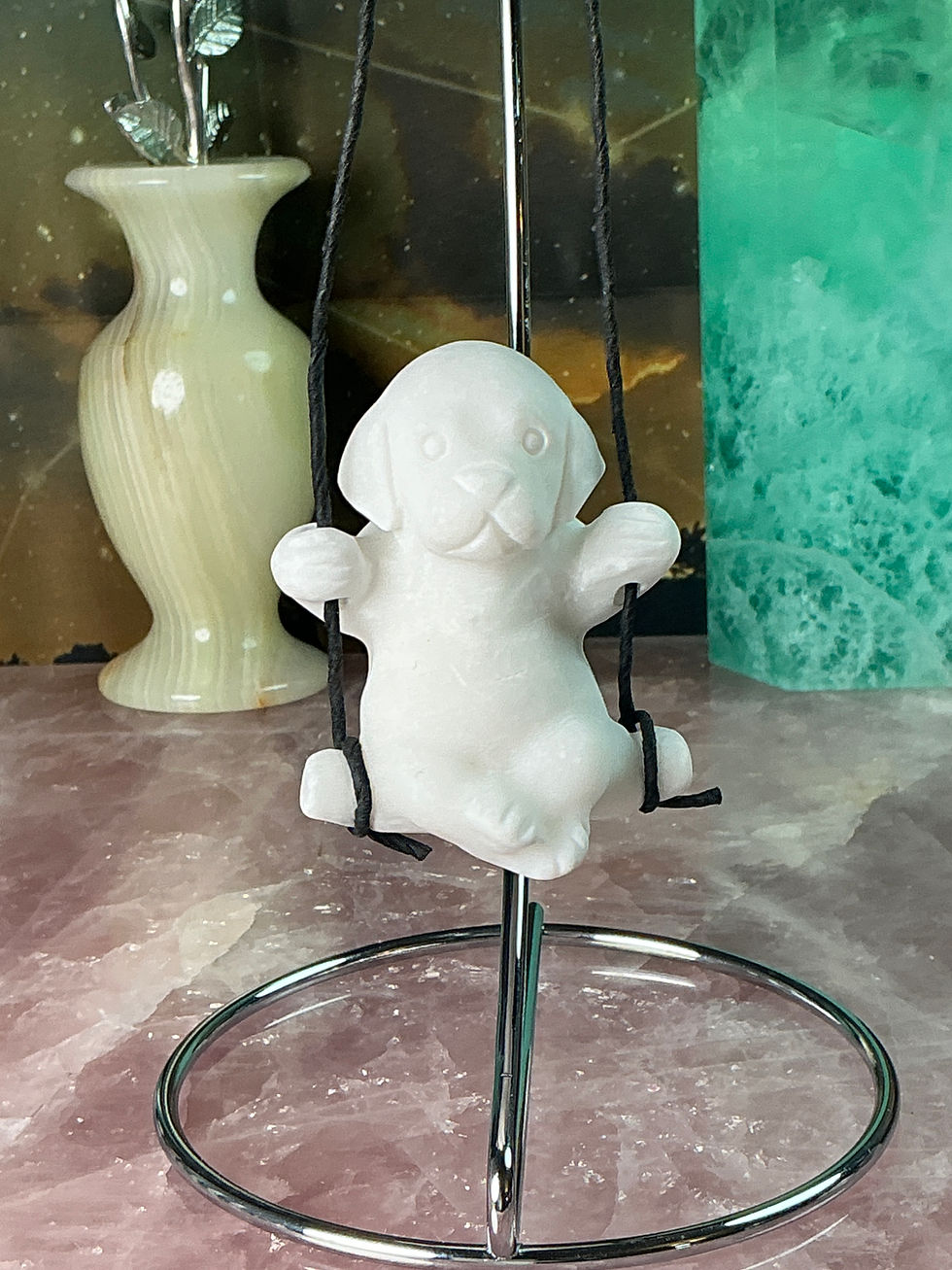 Thumbnail: 🐾 “Swinging Pups” – Hand-Carved Crystal Puppy Collection🐾