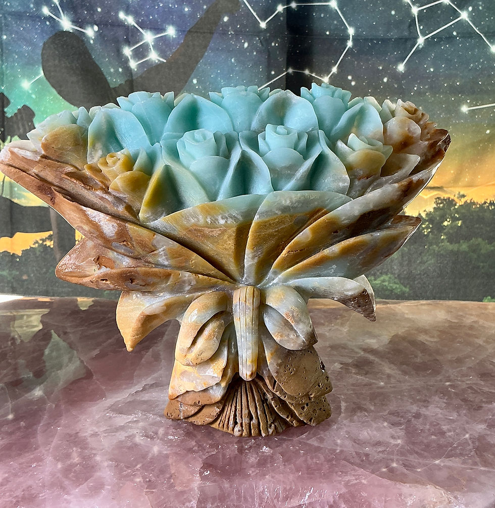 Thumbnail: ✨ Celestial Oasis Bloom – Caribbean Calcite Sculpted Flower Bouquet (Collector’s