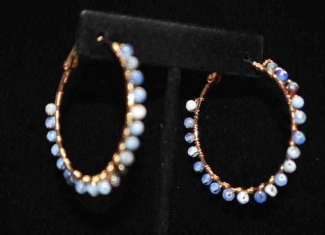 Thumbnail: Blue Agate Hoop Earrings