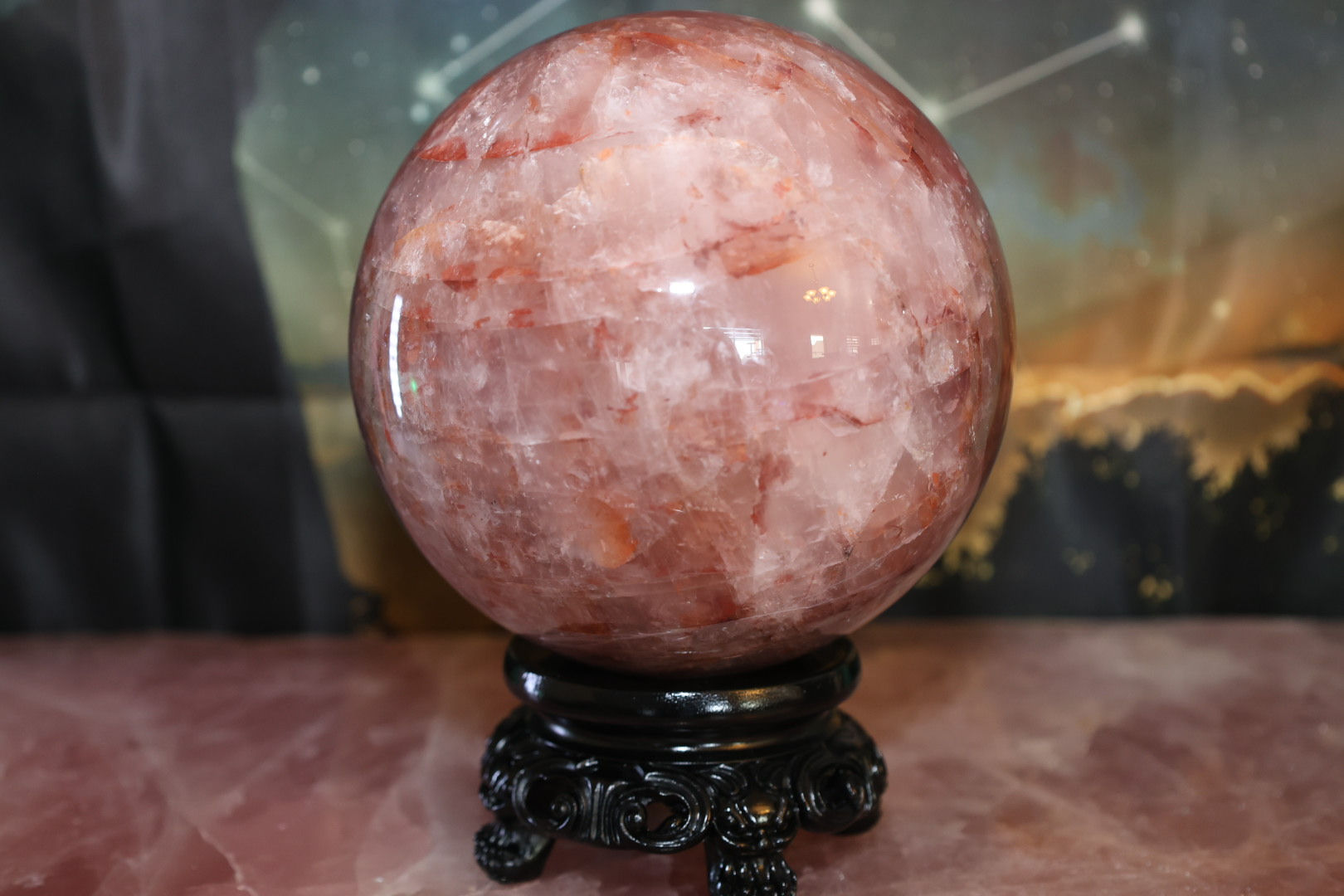 🔥 Fire Quartz (Hematoid Quartz) Large Polished Sphere 🔥