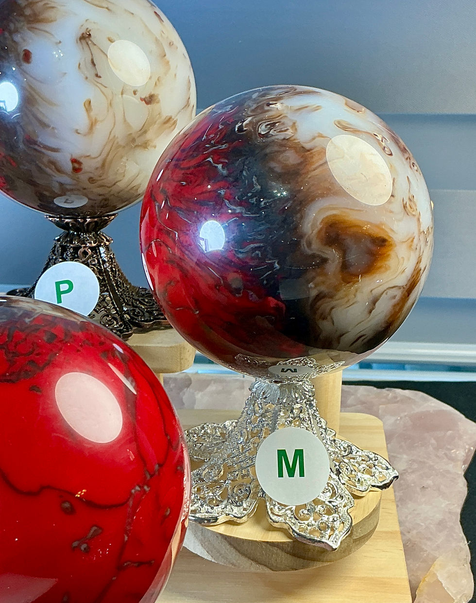 Thumbnail: “LARGE Chicken Blood” Agate Statement Spheres Collection