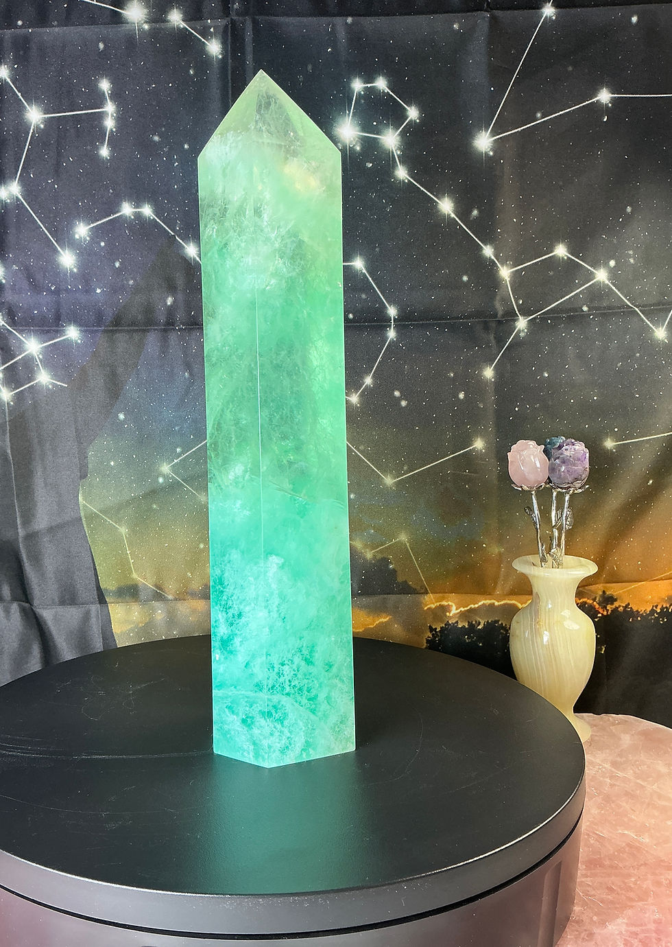 Thumbnail: ✨ Extra Large Icy Green Fluorite Tower (5.5 lb) — Rainbow-Included Statement Pie