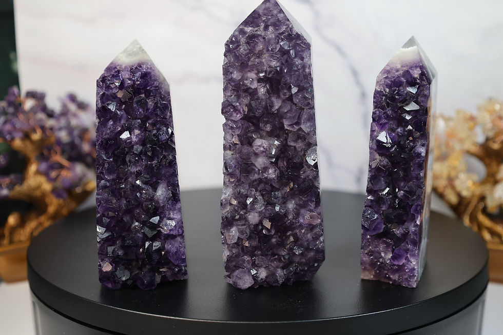 💜 Amethyst Druzy Pillars – High Vibration, Deep Purple Power