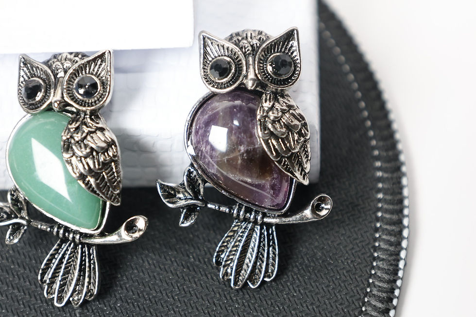 Thumbnail: Natural Stone - Owl Pendant with Necklace