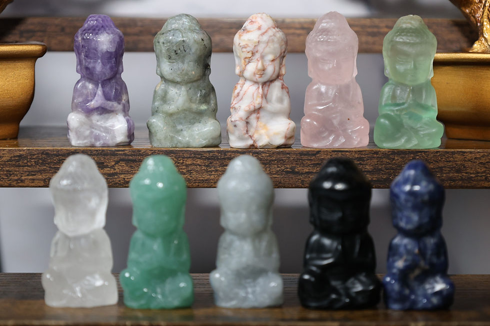 Enchanting 2" Hand-Carved Crystal Buddha Statues - Serenity in Every Stone