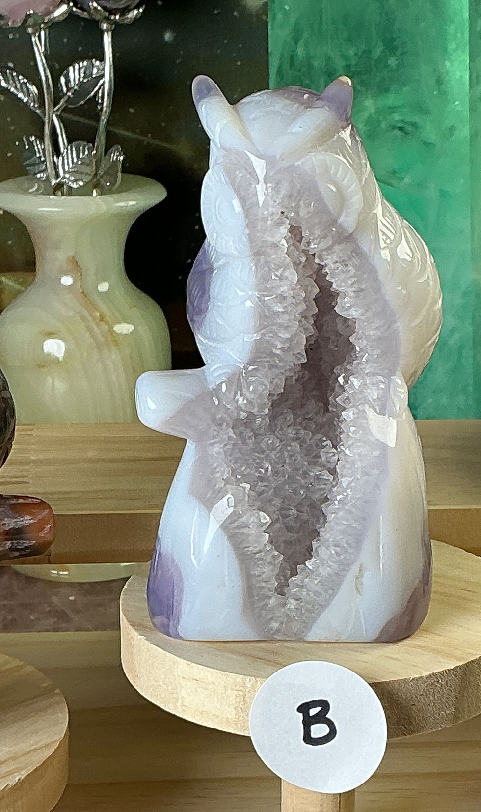 Thumbnail: 🦉 “Mystic Guardian” Agate Druzy Owl Carvings
