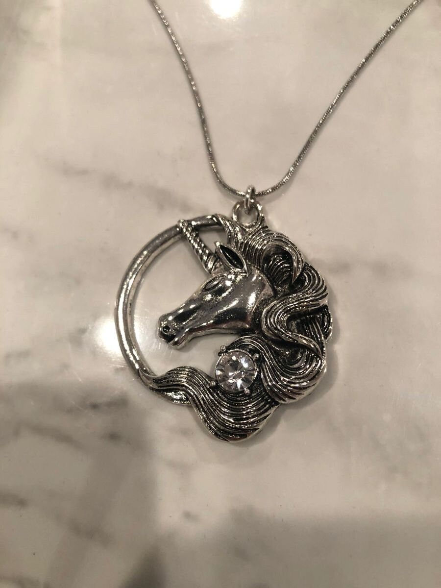 Thumbnail: Silver Unicorn Pendant Necklace