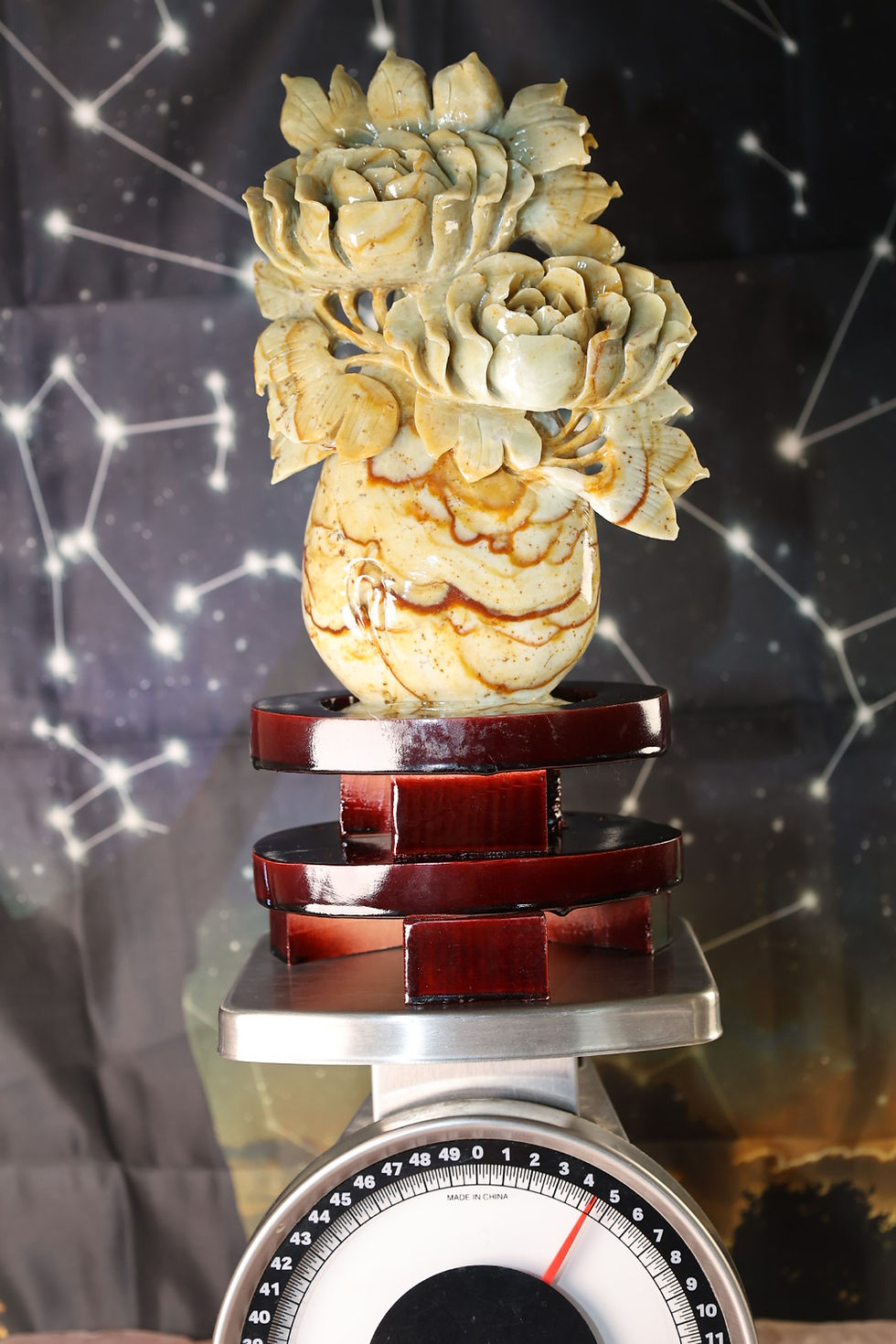 Thumbnail: ✨ Hand-Carved Jade Floral Sculpture on Stand ✨