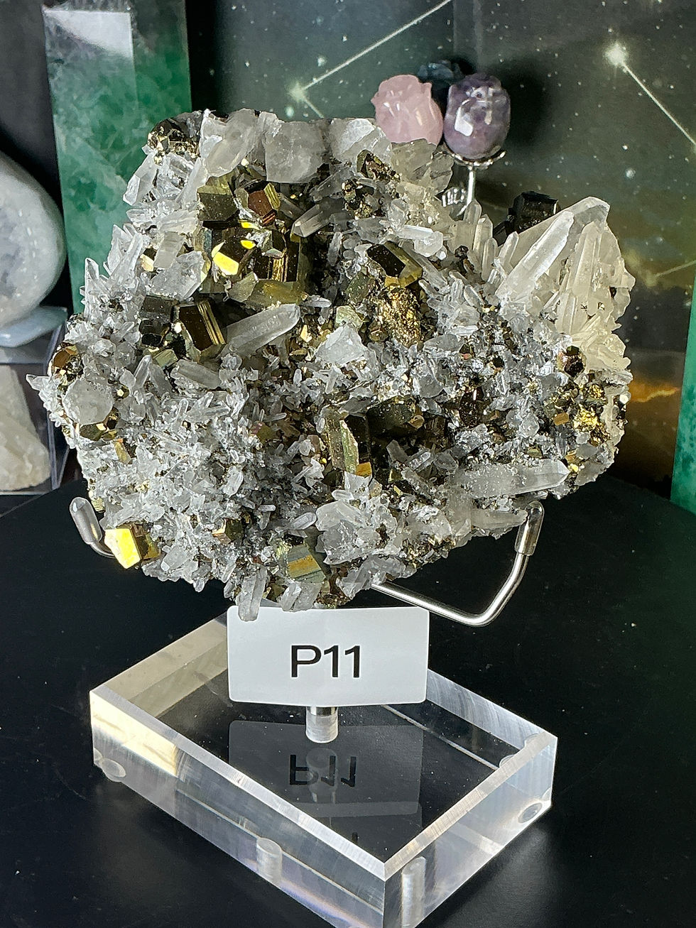 Thumbnail: “Fortune & Frost: Pyrite Cubes in Luminous Quartz”