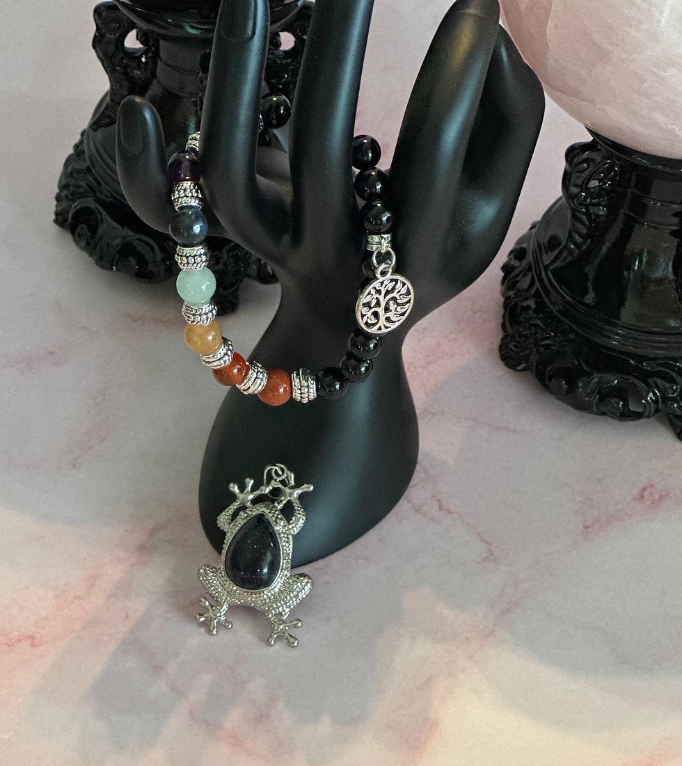 Thumbnail: Chakra Bracelet with Blue Moonstone Frog Pendant 