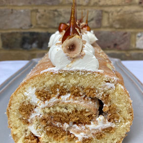 Caramelized hazelnut swiss roll