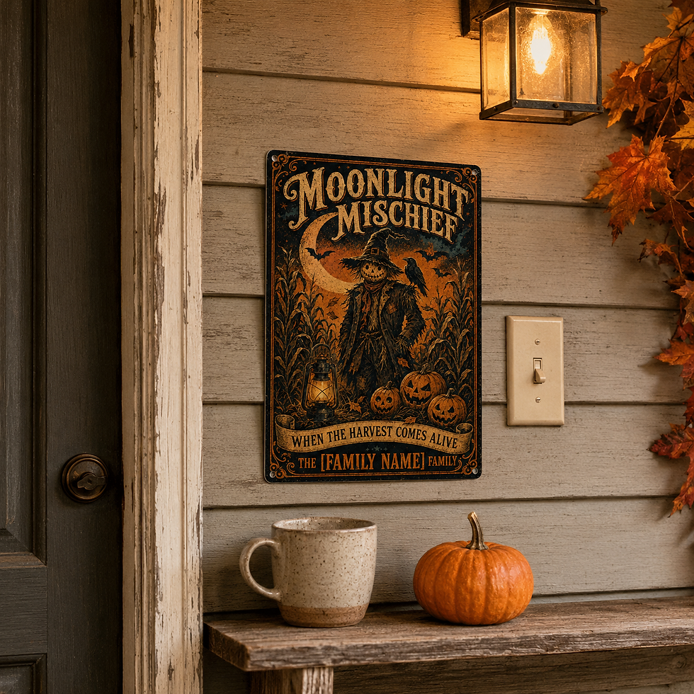 Thumbnail: Personalized Moonlight Mischief Vintage Metal Sign