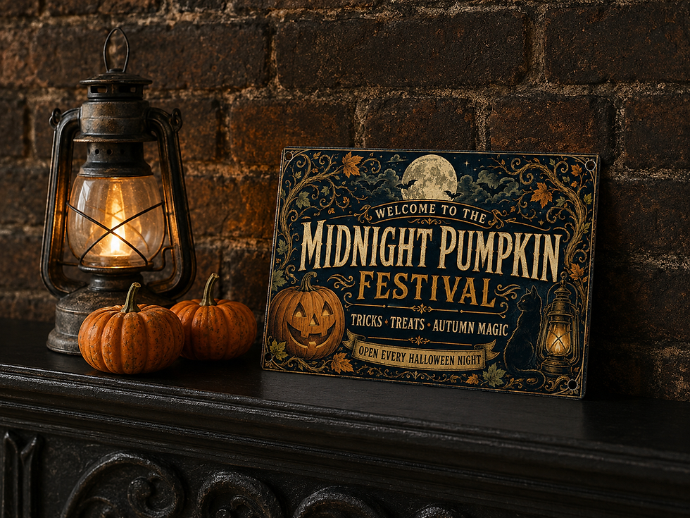 Thumbnail: Midnight Pumpkin Festival Vintage Halloween Metal Sign