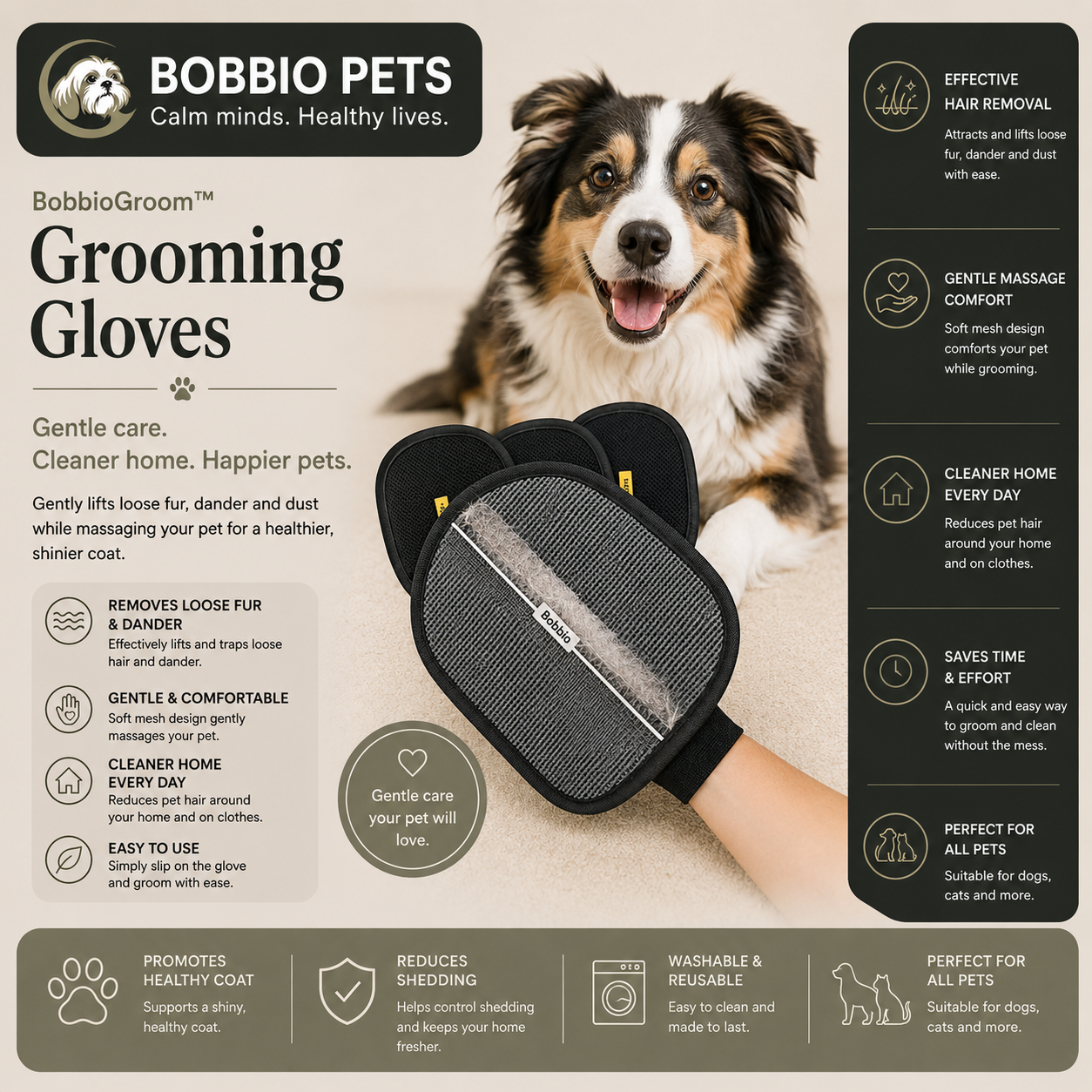 BobbioGroom™ Pet Grooming Gloves