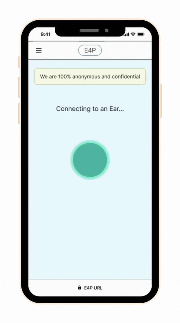 Mobile wireframe GIF depicting our redesign, specifically the loading screen with a breathing bubble