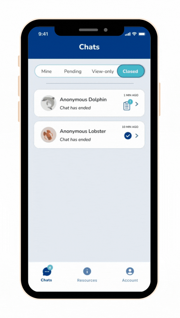 Closed chat interface