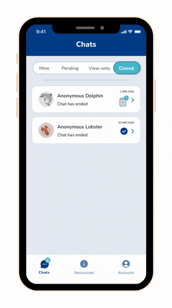 Sequence for logging a closed chat