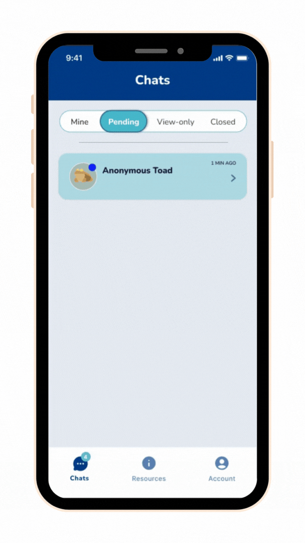 Pending chats interface