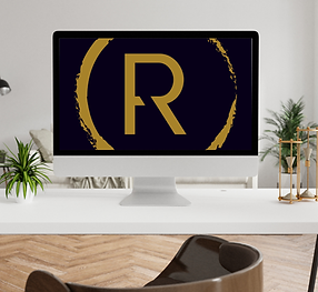 Laptop with logo on it