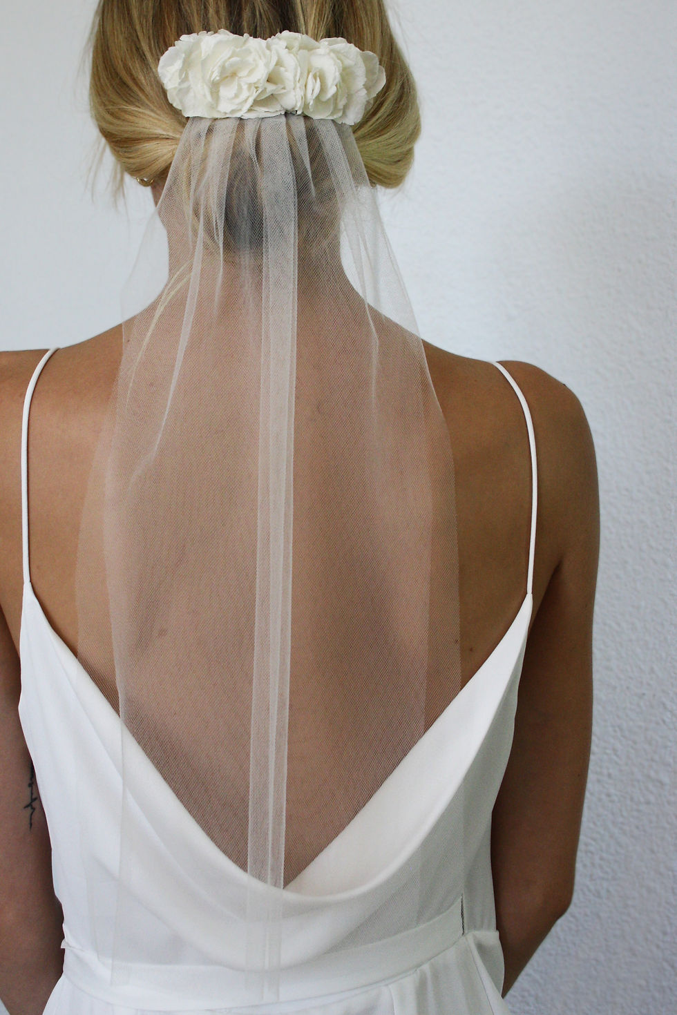 Miniature : Voile court peigne fleuri Élise - Look pur