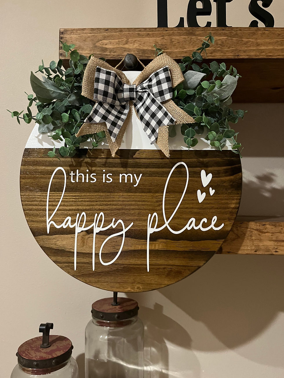 This is my happy place wood round sign Hanger outdoor 