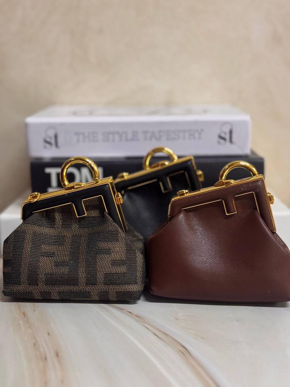 Thumbnail: F*ndi nano first burgundy bag 