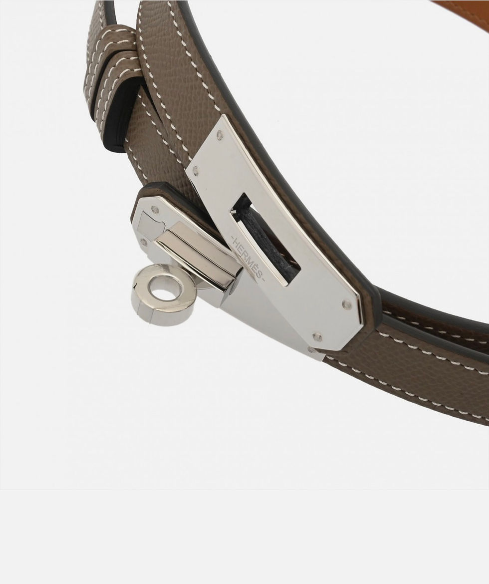 Thumbnail: Pocket 18’ kelly etoupe belt silver hardware 
