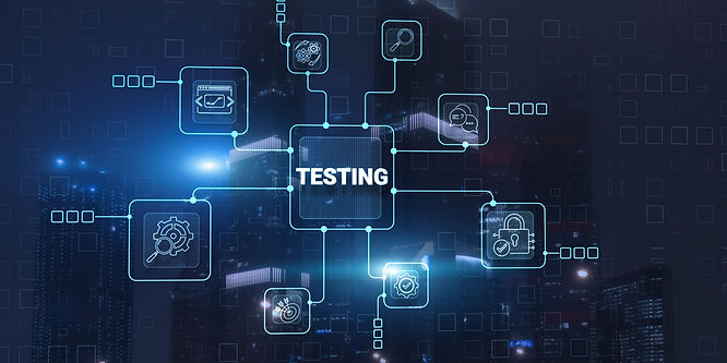 Testing inscription, digital business technology concept on modern city background..jpg