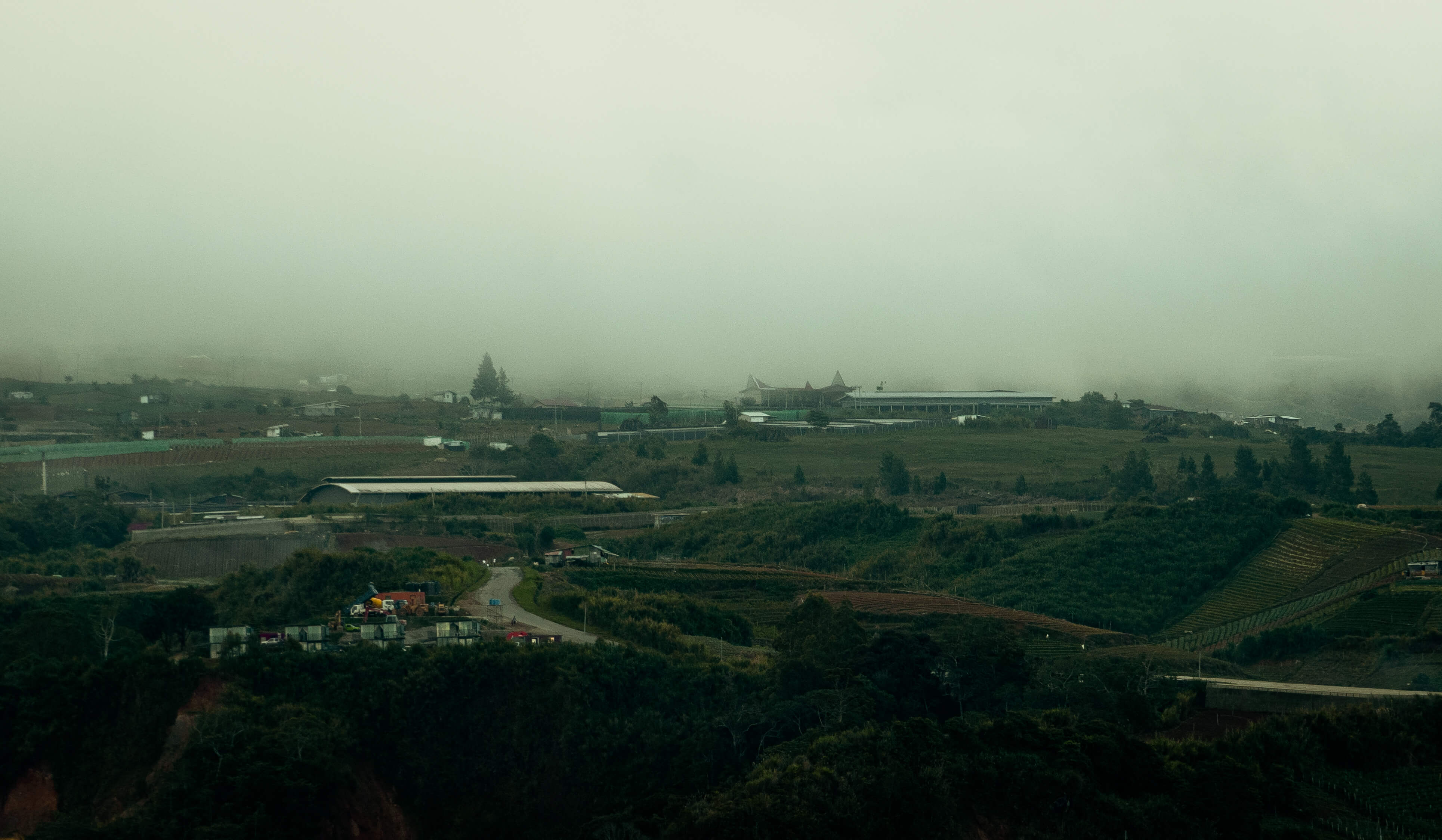 Farm and houses on the hill of Kundasang in Sabah