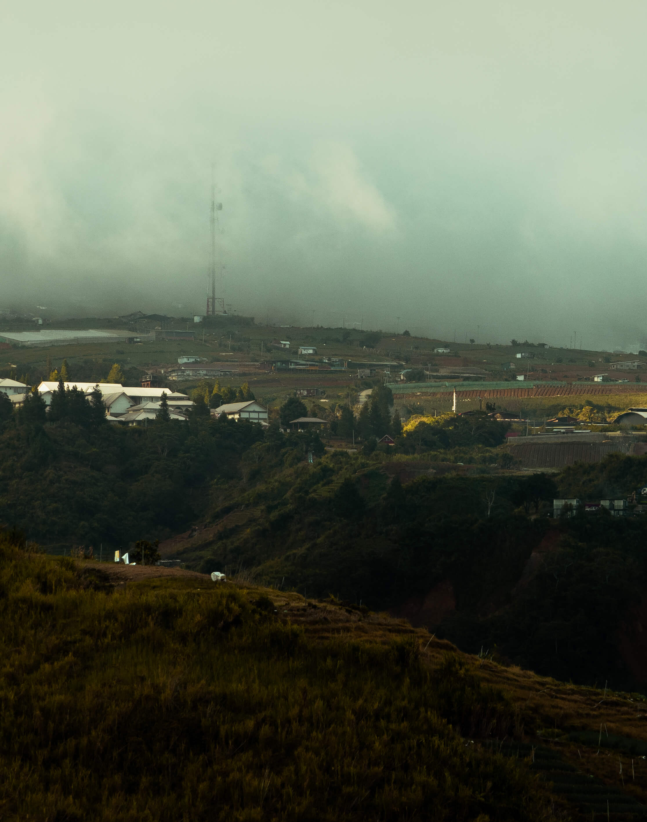 Farm and houses on the hill of Kundasang in Sabah