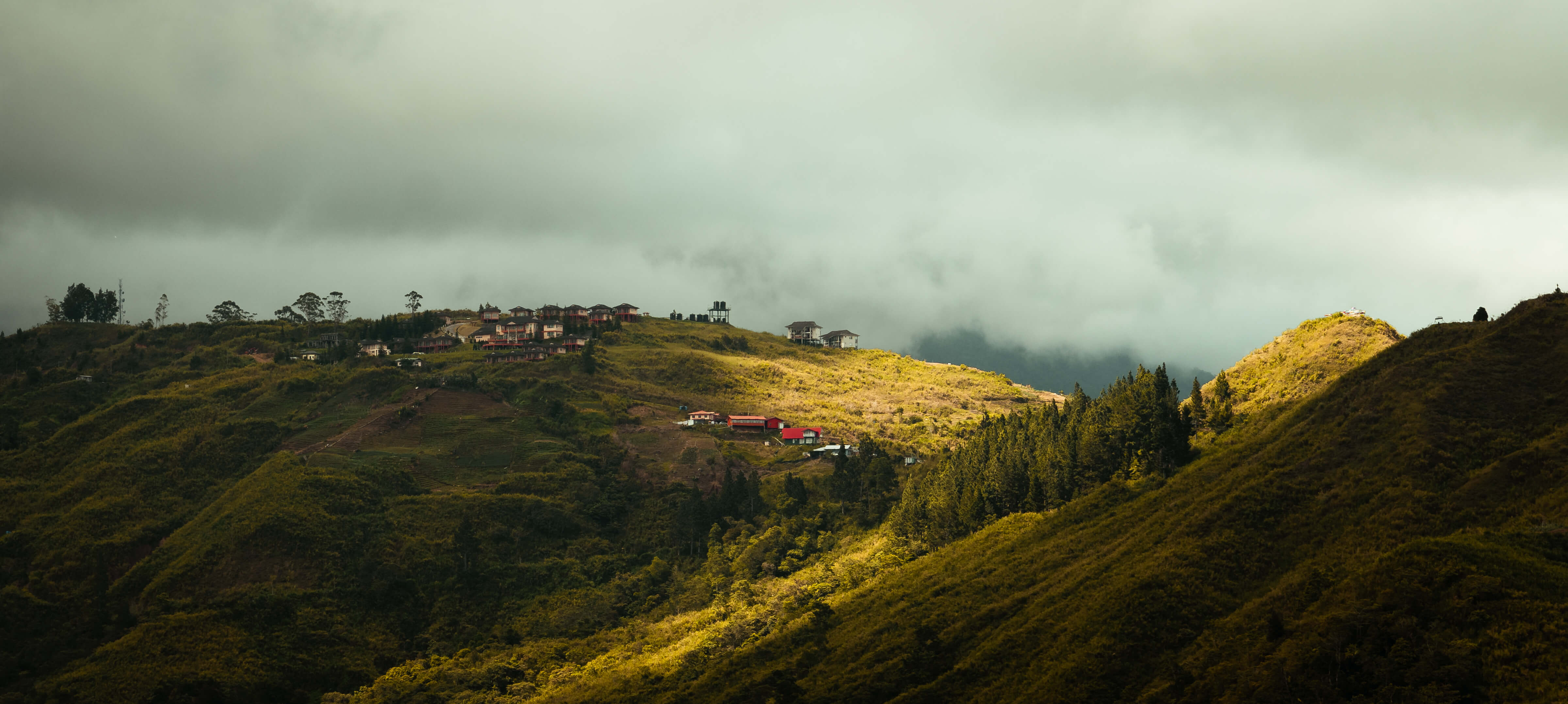 Houses located on the mountain of Kundasang in Sabah