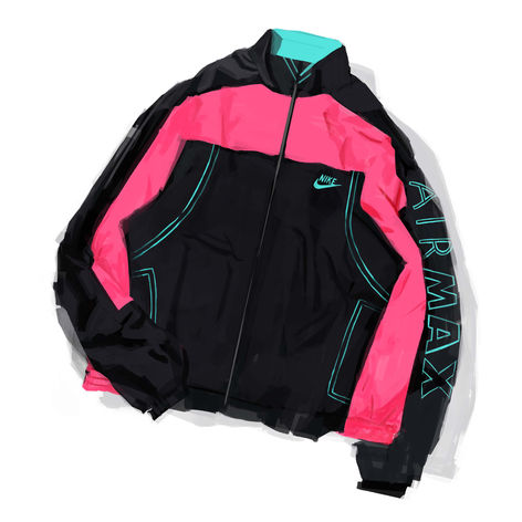 Digital painting of Nike Air Max jacket with pink strips