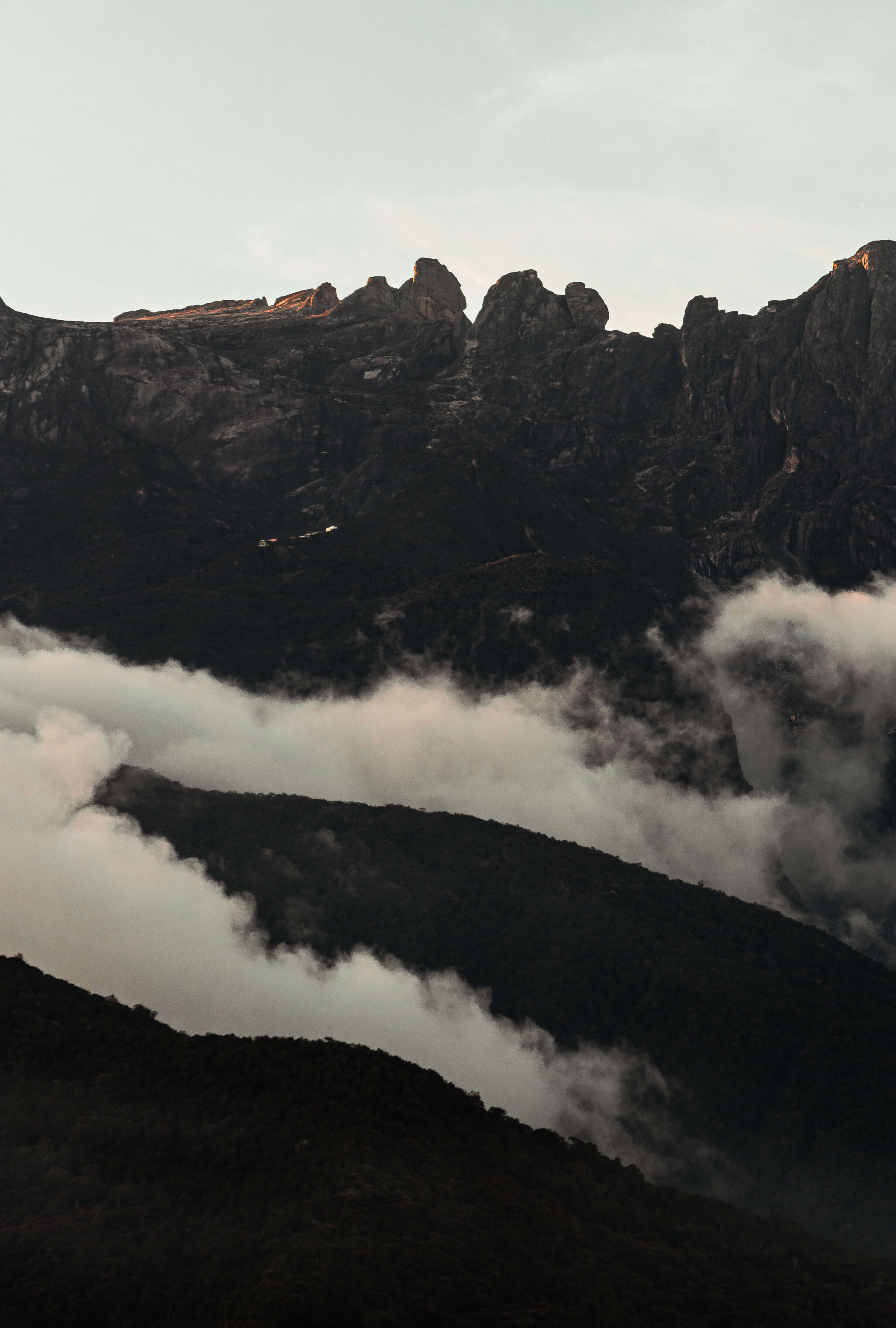 Mount Kinabalu in Kundasang Sabah, surounded by clouds
