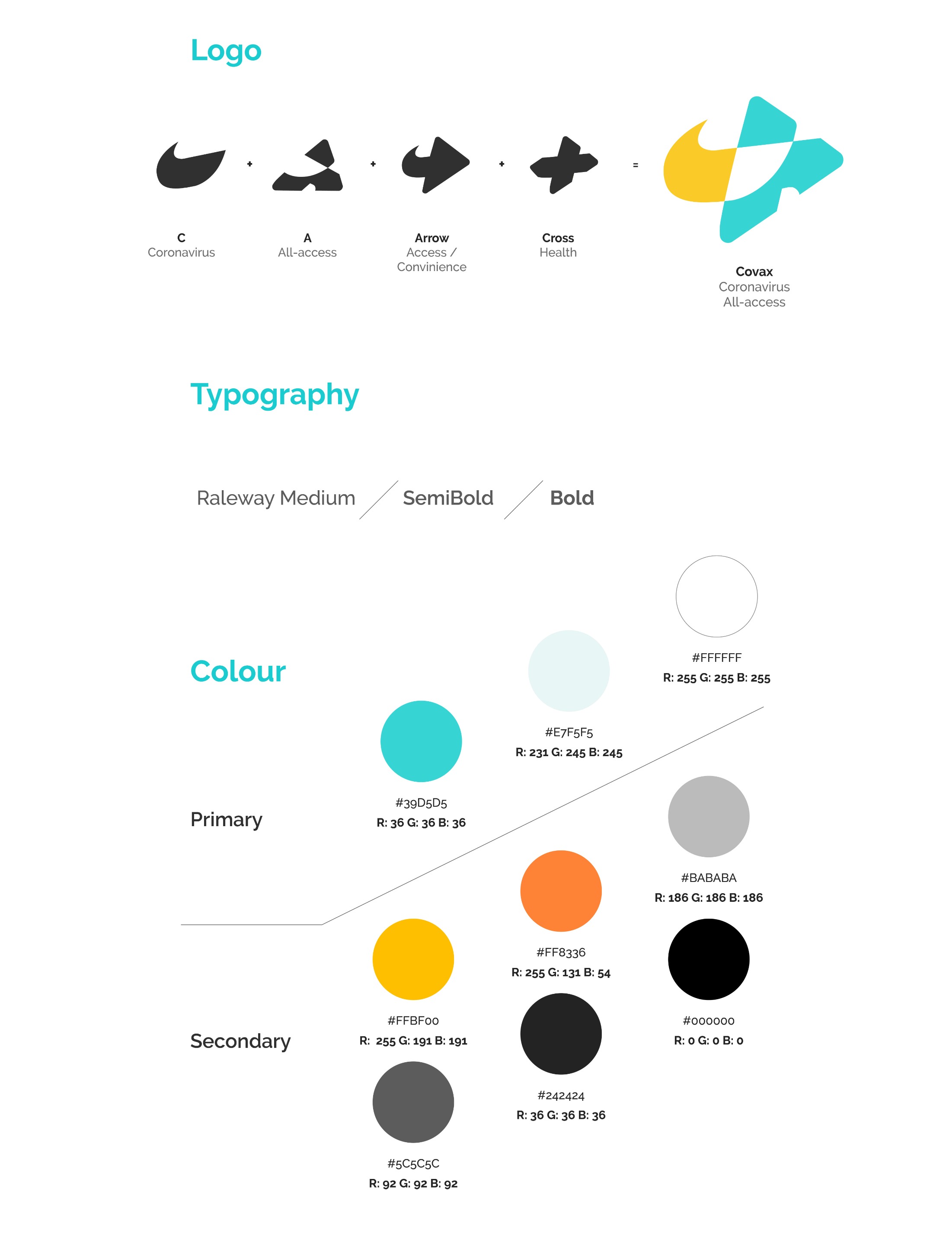 Different logo colour variations and typography