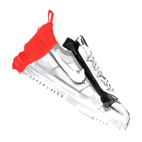 Digital painting of Acronym x Nike Lunar Force 1 Sp 'Bright Crimson'
