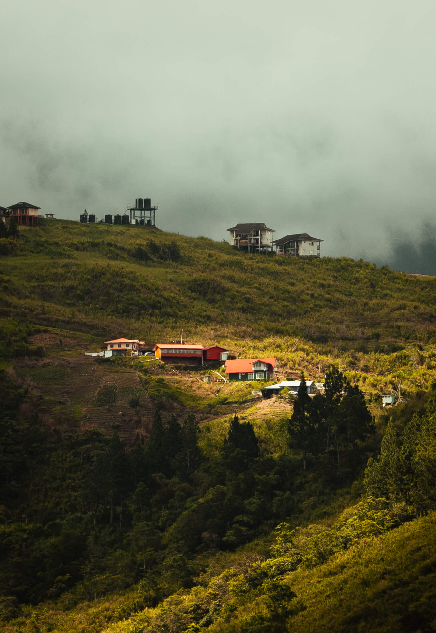 Houses located on the mountain of Kundasang in Sabah