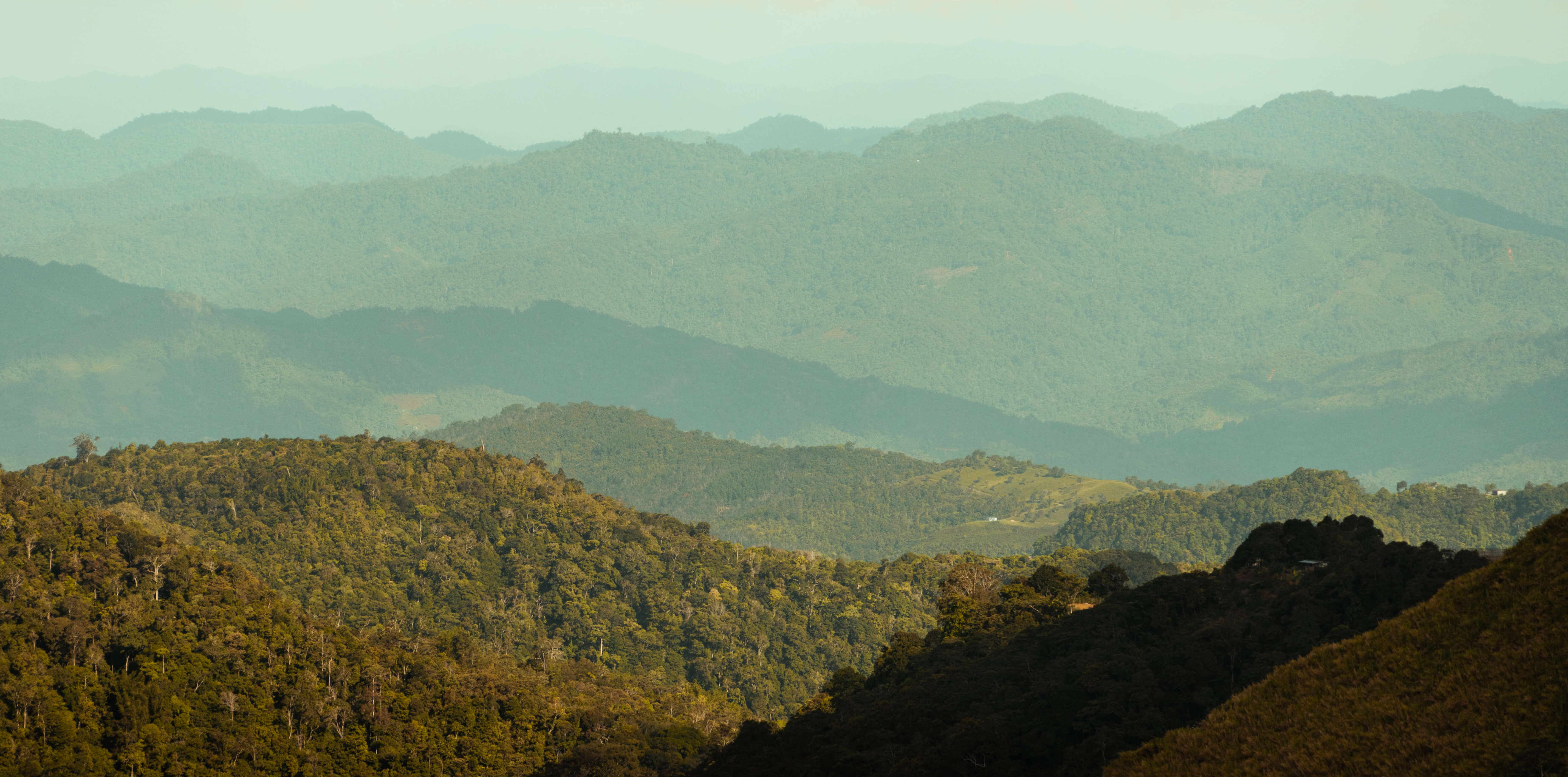 Landscape view of layers of mountains of Kundasang in Sabah