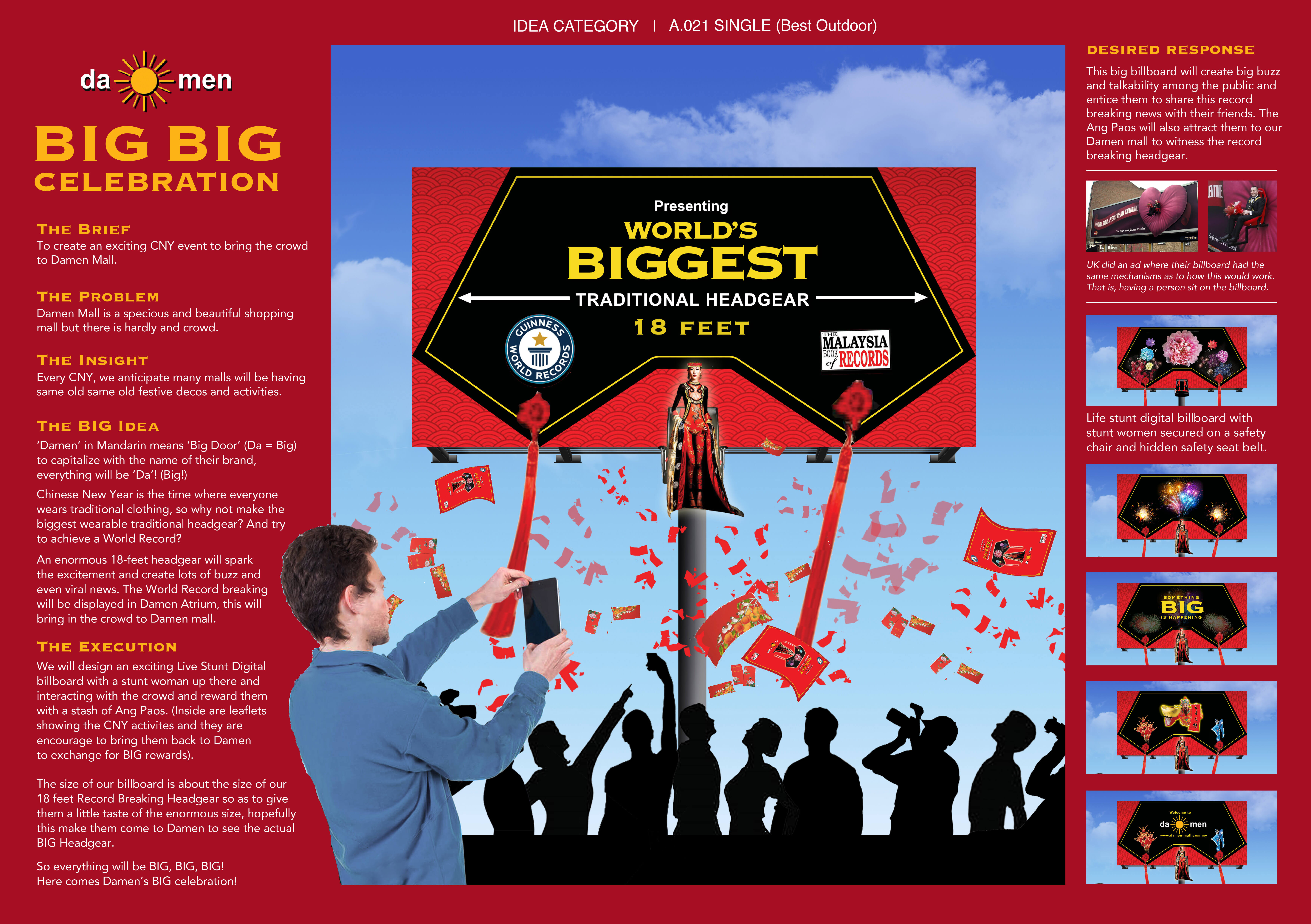 Moodboard of the project "Da Men The World's Biggest Headgear" that show a stun from our campaign - billboard with big traditional headgear image that will give out invitation to the public.